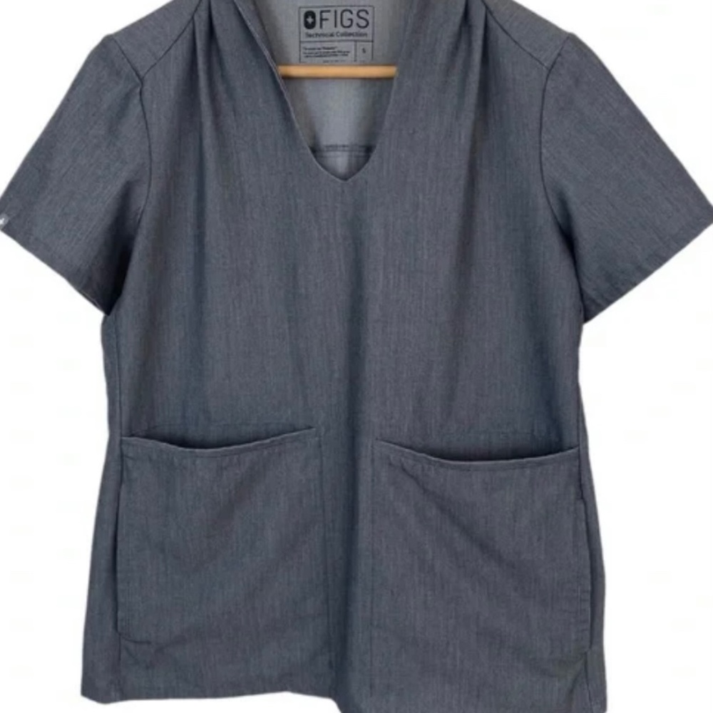 Figs Technical Scrubs Top Gray Small Med pants